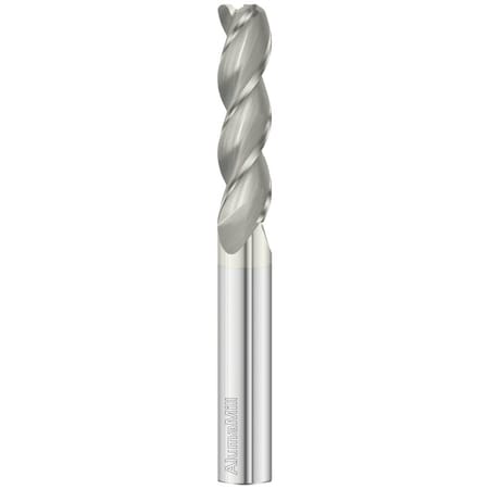 3-Flute - 37.5° Helix - 3833 AlumaMill G3 HP End Mills, FC5, RH Spiral, Corner Radius, Extra-Long,